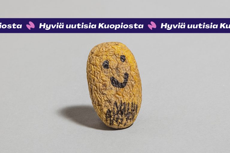 Kuvassa peruna, jolle piirretty hymynaama